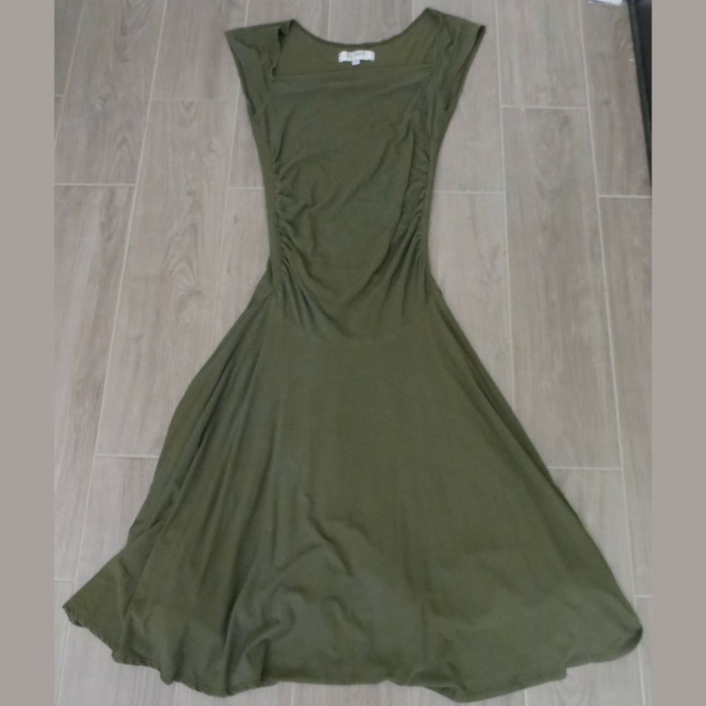 Romy Ruched Olive Dress - Picture 3 of 6